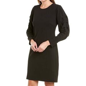 NEW Vince Camuto Black Bubble Long Sleeve Crepe Ponte Dress Estate Jewel Size S